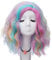 NiceLisa Frauen 16 Zoll Mittellanges Seitenteil Bunte Curly Wave Tägliche Halloween Cosplay Perücke for Erwachsene