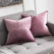 MIULEE 2er Set Samt Kissenbezug Flansch Kissenhülle Dekorative Sofakissen Dekokissen Umwickelte Kante Kissenbezüge Zierkissenbezug für Sofa Wohnzimmer Schlafzimmer 50x50 cm Pink Lila