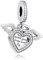 Pandocci 2019 Alas de ángel y corazón de invierno, plata 925, se adapta a pulseras Pandora originales