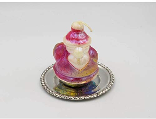 Candela Babbo Natale con piattino in Argento 925