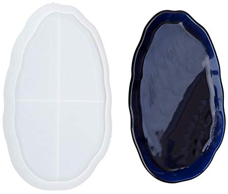 Yalulu Groß Silikonform Gießform Tablett Kristall Epoxidharz Epoxy Form Formen Tray Dish Molds Teller Resin DIY Harz Casting Formen DIY Teetablett Untersetzer (Oval)