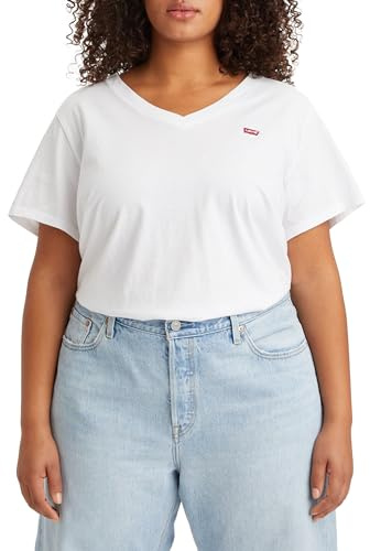 Levi's Damen Plus Size V-Neck Tee T-Shirt, Bright White, 1XL