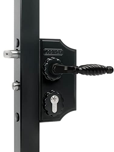 Locinox LAKY Serrure à grille décorative pour portes à bijoux | Revêtement par poudre (RAL 9005 – noir profond, largeur du cadre 50-60 mm)