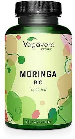 Moringa Oleifera Biologica | 1.000 mg per compressa | con 2% di Glucosinolati | Superfood fonte di Proteine Vegane | Certificata in Laboratorio e Senza Additivi Artificiali | 180 compresse | Vegan