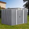 Panana 8 x 6 ft Corrugated Metal Garden Storage Shed w/Sliding Door Sloped Roof - Grey