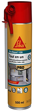 SIKA - Mousse polyuréthane expansive - Sika Boom 128 - Calfeutrer - Isoler - Caler - Int/Ext - Usage tous sens - Réutilisable - Multisupports - Facile à découper - Expansion 27L - Blanc - 500ml