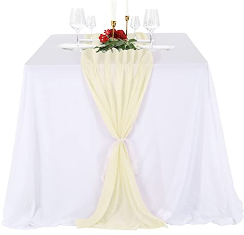 NSXIN Tischläufer Chiffon Tischdeko Beige Hochzeit Tischband 70x300 cm Hochzeitsläufer Tischdecke Kommunion Dekorativ für Geburtstag, Party, Hochzeitsdeko (Beige)