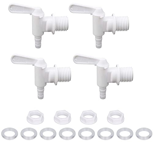 DAWENHA 4 Stück Kunststoff Wasserhahn weiß Auslaufhahn Getränkespender Eimer Kunststoffhahn langlebig und sicher ideal zum Ausgeben von Tee Wein Wasser Säften anderen Getränken