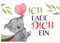 8 Einladungskarten Kindergeburtstag mit Umschlägen, kleiner Koala Bär niedlich mit Herz, Karte Geburtstag Einladung zum Ausfüllen