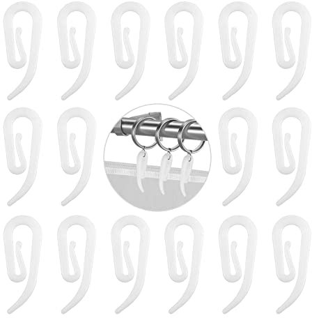 50 Pcs White Plastic Curtain Hooks for Pencil Pleat, Window, Door Curtains - White 50Pcs