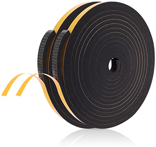 10m Türdichtung Fensterdichtung Dichtungsband Selbstklebend 12mm(B)x6mm(D), GoldRock Fensterdichtung Selbstklebend, Dichtband,Schalldämmung Tür Dichtung,Schaumstoff Selbstklebend(2 Rollen je 5m Lang)