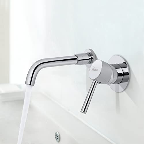 PHASAT Wasserhahn Bad 360° Wandmontage Schwenkbare Einhebel Waschtischarmaturen Unterputz Armatur Messing, Chrom PTBB06C