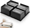 Noamus Lot de 4 rehausseurs de lit rectangulaires noirs de 10,2 cm - Très grands rehausseurs de meubles - En plastique durable antidérapant - Accessoire d'ameublement pour bureau, canapé, chaise,