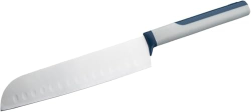 Tasty Santokumesser Live Knife– 18cm Klinge – Für präzises Schneiden in Küche: Hacken, Würfeln, Filieren – Grau/Blau/Silber