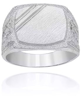 Joyara Ring 9 Karat Weißgold Siegelring mit zwei Schliffen