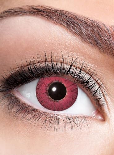 Rote Iris Kontaktlinse/Jahreslinse mit Dioptrien - farbige Motivlinse mit Sehstärke (1 Stück) - Dioptrien: -1,5 - ideal für Halloween, Karneval, Motto-Party
