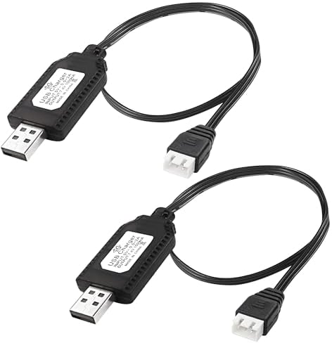 MEIRIYFA 7.4V 1A Lipo Battery USB Charger Cable with XH-3P Connector for RC Car Rock Crawler FPV Drone (2 Pack)