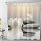 LB Zen Steine Duschvorhang 240x175cm(BxH) Weiße Blume mit beigefarbenem Schmetterling Antischimmel Wasserdicht Badezimmer Vorhänge, Ruhiges Spa Extra Breit Polyester Stoff Bad Vorhang mit Haken