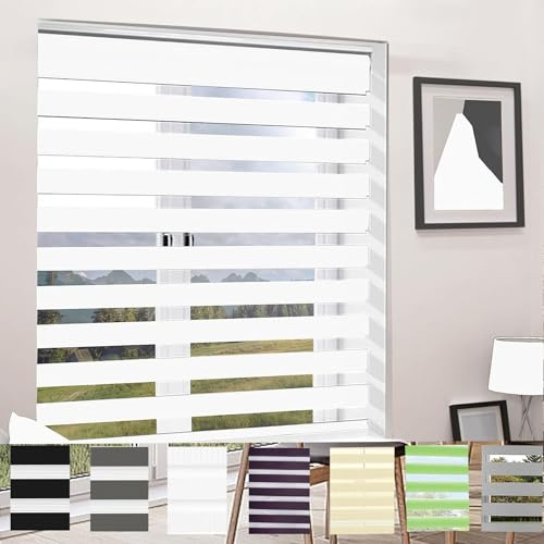 Rideau Occultant 110 x 160 cm Store Enrouleur Thermique Store Occultant en Exterieur, Kit de Montage Inclus, pour Chambre, Salon, Cuisine, Blanc