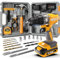 Hi-Spec 30pz Kit compatto Trapano/Avvitatore giallo 18V senza fili per fai-da-te. Trapano e avvitatore elettrico rapido con strumenti manuali e accessori essenziali
