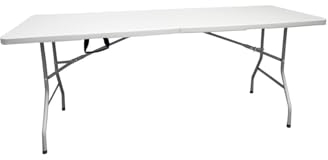 Jardin202 - Mesa Plegable Rectangular 180x70x74cm Catering | Mesa Resina con Patas de Acero Plegable para Eventos y terrazas | Unidad (Blanca)