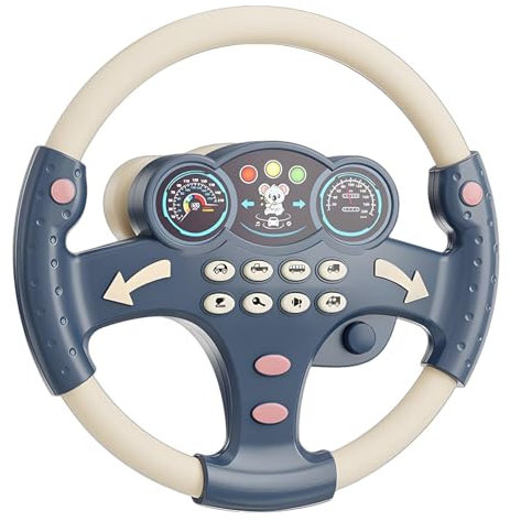 Esncddym Spiellenkrad, Lenkradspielzeug für Kleinkinder - Tragbares, musikfähiges Fake-Lenkrad | Wiederaufladbares Lern- und Lernspielzeug, Lenkrad-Kinderwagenaufsatz für Kinder im Vorschulalter