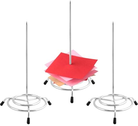 Quixleen 3 soportes para recibos de acero inoxidable para restaurante, recibos, billetes, tenedor, soporte para notas, para negocios, cocina, oficina, 3 unidades