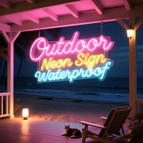 Large Outdoor Neon Signs Waterproof Ip67, Custom Outdoor Led Signs Waterproof Personalized for Patio, Backyard, Pool, Business, Beach, Bar, Wedding, Party, Customizable Light Up