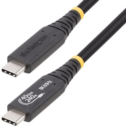 StarTech.com Cable USB4 50cm - Cable USB-C Certificado USB-IF 40G - PD 240W 5A - Modo Alt 8K120Hz/4K240Hz - Comp Thunderbolt