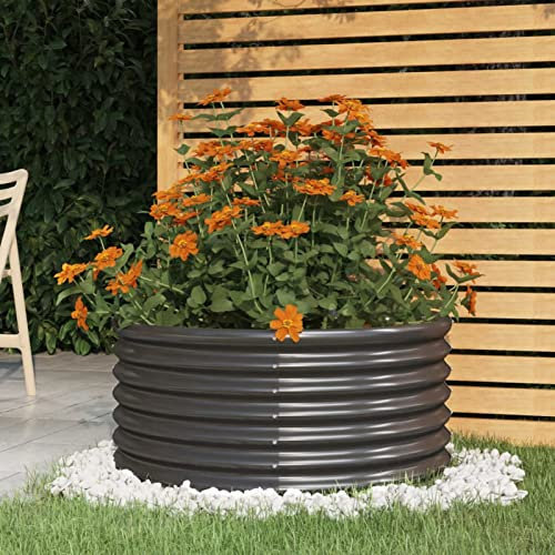 Homgoday Jardinera Acero con Recubrimiento Polvo Antracita 80x80x36 cm Macetero Grande Jardinera Decorativa Exterior Jardín para Macetas o Tiestos Válida para Exterior, Jardín, Terrazas