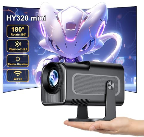【HY320 Mini】Videoprojecteur,Wifi Bluetooth Mini Projecteur Video Prend en Charge 4K,Retroprojecteur Portable Extérieur, Android TV Projecteur Home cinéma,Retro Projecteur Compatible avec clé USB/HDMI
