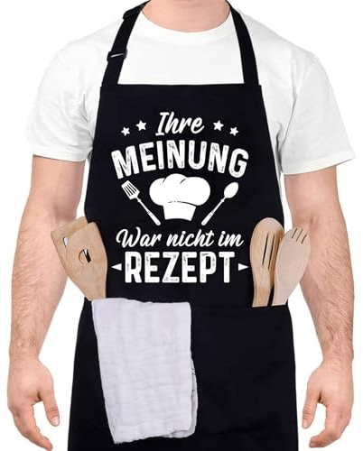 dusaniyali Lustige Kochschürze für Männer, Ihre Meinung War Nicht im Rezept Professionelle Grillschürze Chefkoch Ehemann Küchenschürze mit Doppeltasche Verstellbar Vatertag Geburtstagsgeschenk