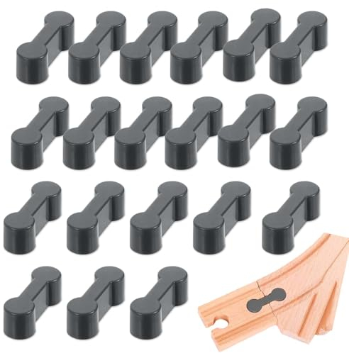20 Stück Holzeisenbahn Zubehör, Holzschienen Adapter Verbinder, Dauerhaft Holzeisenbahn Erweiterung, Robustheit Gleisanschlussadapter aus Holz Geeignet für Spielzeugeisenbahnen(3.5 * 0.8 * 0.6cm)