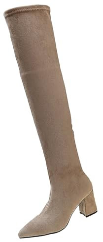 Yekdmxop Stivali Alti Con Tacco Donna Stivali Alti Donna Sopra Il Ginocchio Senza Tacco Elegante Boots Donna Con Tacco Casual Stivali Da Equitazione Per Donna Comoda Invernali Primaverili