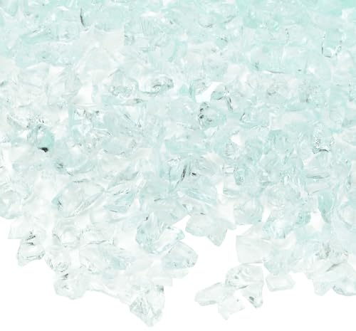 M METERXITY High Luster Fire Glass Gravel Stone, Glass Gems, Crushed Glass, Broken Glass Pieces for Crafts/Vases/Aquarium/Garden Decorations 3-6mm, 350g/0.77-Pound [Transparent]