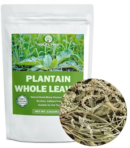 Dried Whole Plantain Leaf Herbs - 2.0 oz(56.0g), All-Natural Plantain Leaf Tea, Sun Dried & Raw, No Additives, No GMO