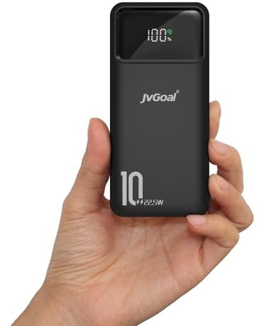 JVGoal Power Bank Fast Charging 10000mAh, 22.5W Portable Charger PD3.0 QC4.0 USB C Input & Output, Phone Battery Pack Compatible with iPhone 16 15 Plus Pro Max, iPad, Samsung, Tablet and More (Black)