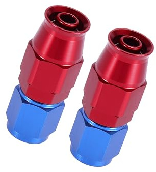 Motoforti AN6 0 Degree Swivel Car Hose End Fitting for PTFE Line Red Blue | Hose End Fitting, 2pcs, Long-lasting