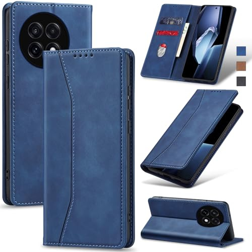 Jasonyu Handyhülle für OnePlus 13R, PU Leder Flip Klapphülle, Blau | Magnetische Schutzhülle, Ständer, Kartenfächern, Klappbar, Stoßfeste TPU Stoßsicher Hülle