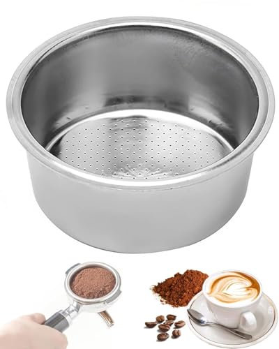 KEMUZ Filtri da Caffè in Acciaio Inossidabile, Filtro Macchina Caffe Cestello per Filtro Pressurizzato a Doppio Strato da 51 mm, 1Tazze 2 Tazze, Filtro Caffè per Espresso di Filtro Macchina Caffe