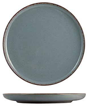 H&H Set 6 Piatti Piani Pearl – Ø27 cm – Piatti in Porcellana Azzurri Eleganti e Resistenti – Ideali per Portate Principali e Secondi – Lavabili in Lavastoviglie e Microonde