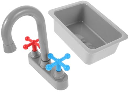 1Set Mini Kitchen Sink with Working Faucet Realistic Pretend Play Dishwasher Accessories for Compact Design for Boys and Enhances Creativity and Motor Skills