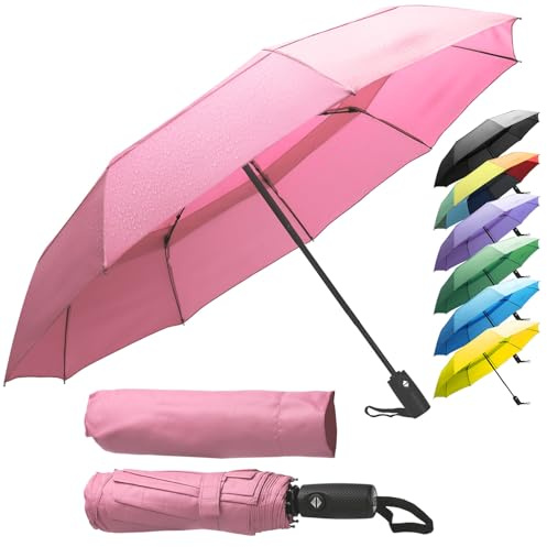 ZENO Regenschirm Taschenschirm Kompakt – Automatik Windfest Klein, Faltbarer Reise-Regenschirm für Damen & Herren, Stabil mit 9 Fiberglas-Rippen, Wasserabweisend Teflon