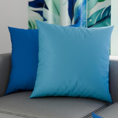 PETTI Artigiani Italiani - 2er-Set Kissenbezüge 35x35 cm aus Mikrofaser, Dekokissen-Bezüge für Schlafzimmer und Sofa, Set mit 2 Kissenhüllen, Wende-Kissenbezug Double-Face Blau und Hellblau