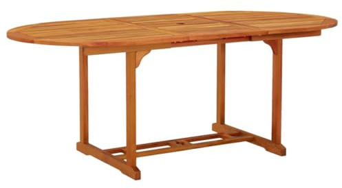 IBUQDDV Ausziehbarer Gartentisch aus massivem Eukalyptusholz 200x100x75 cm mit Schirmloch für Terrasse Gartenmöbel Outdoor Esstisch