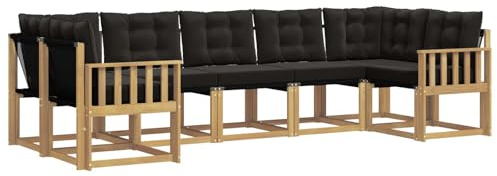 vidaXL Outdoor-Sofagarnitur mit Kissen 7 pcs Weiß und Schwarz, Moderne Gartenlounge, robuster Sofa, eleganter Patio, stylische Möbel für gemütliches Sitzen im Freien