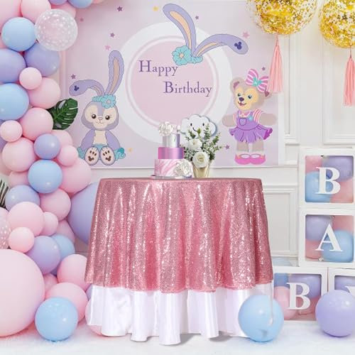 Partydelight paillettes tovaglia, rettangolare piazza tovaglia rotonda, plastica, Rose Gold, R-50