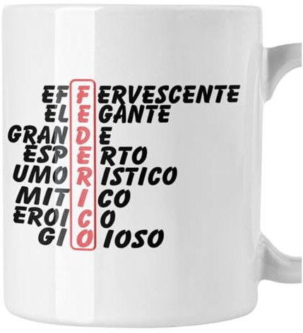 bubbleshirt Tazza Mug divertente con nome Federico e aggettivi simpatici Idea Regalo Compleanno Natale in ceramica
