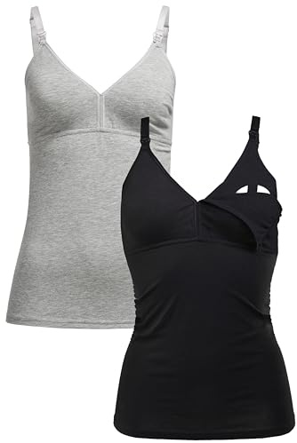 Herzmutter Canotta Allattamento Cotone - Oeko Tex 100 -Top Premaman Allamento - Reggiseno Integrato - Canottiere Allatamento – 5400