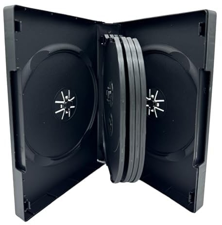 5 X Dragon Trading Black 10 Disc CD DVD Blu Ray Disc Case With 33mm Spine And Outer Plastic Sleeve For Artwork